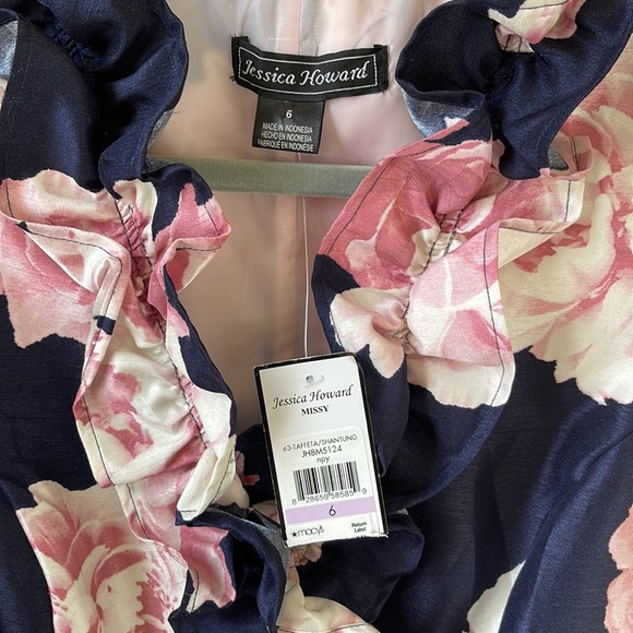 Ruffle Collar Sleeveless Floral Dress Sz 6 - Picture 3 of 6